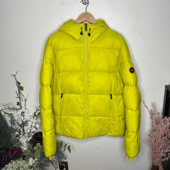 UGG Brayden Puffer Jacket Relish Green Yellow Sz L $248 - Picture 3 of 10